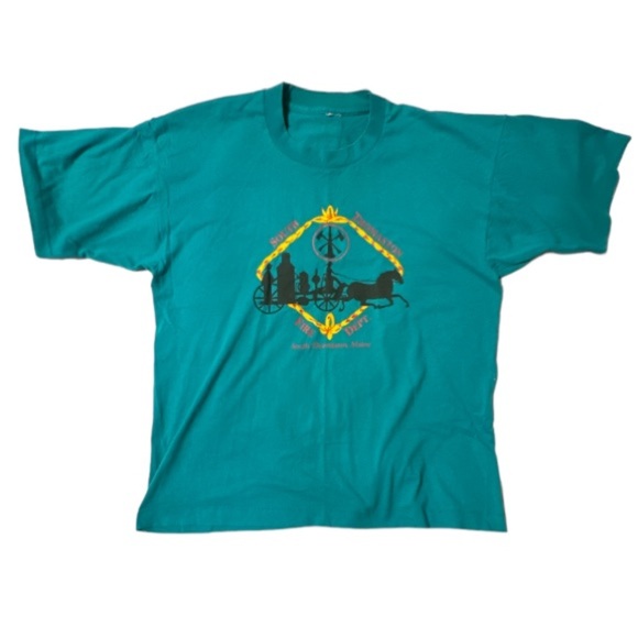 Vintage Single Stitch Destination Maine Horse and Wagon Fire Department T-shirt - Picture 1 of 7